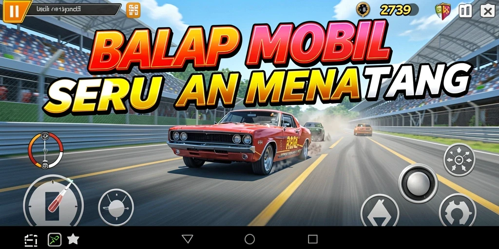Tampilan gameplay seru dan mendebarkan dalam 2739 di trek balap.