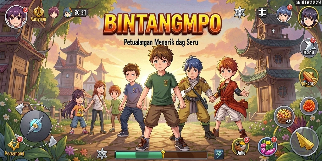Tampilan gameplay BINTANGMPO yang cerah dan dinamis dengan karakter Anime.