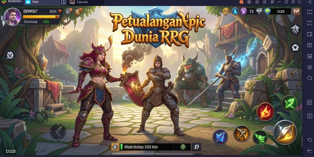 Gameplay seru dalam DEWI567 dengan grafis menawan dan pertarungan strategis.