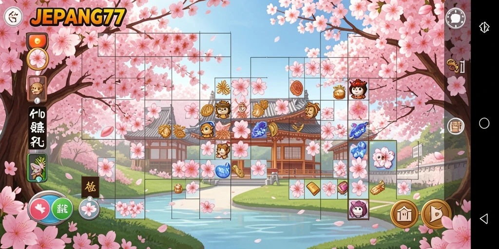 Tampilan gameplay menarik dari JEPANG77 dengan puzzle warna-warni.
