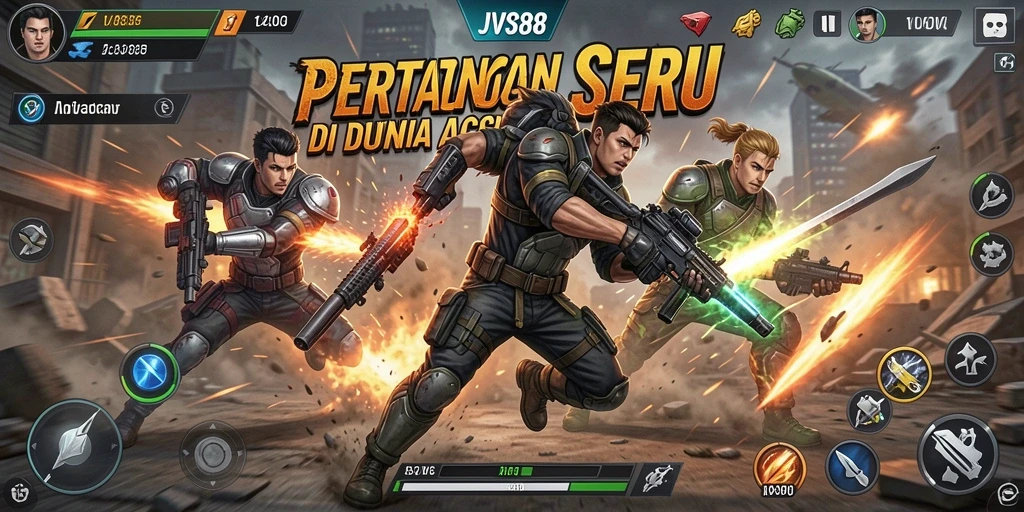 Tangkapan layar JVS88 menampilkan karakter utama dalam pertempuran epik.