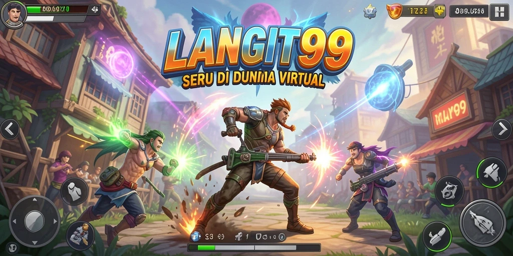 Skrinsut menunjukkan pertarungan seru di LANGIT99 dengan karakter beraksi.