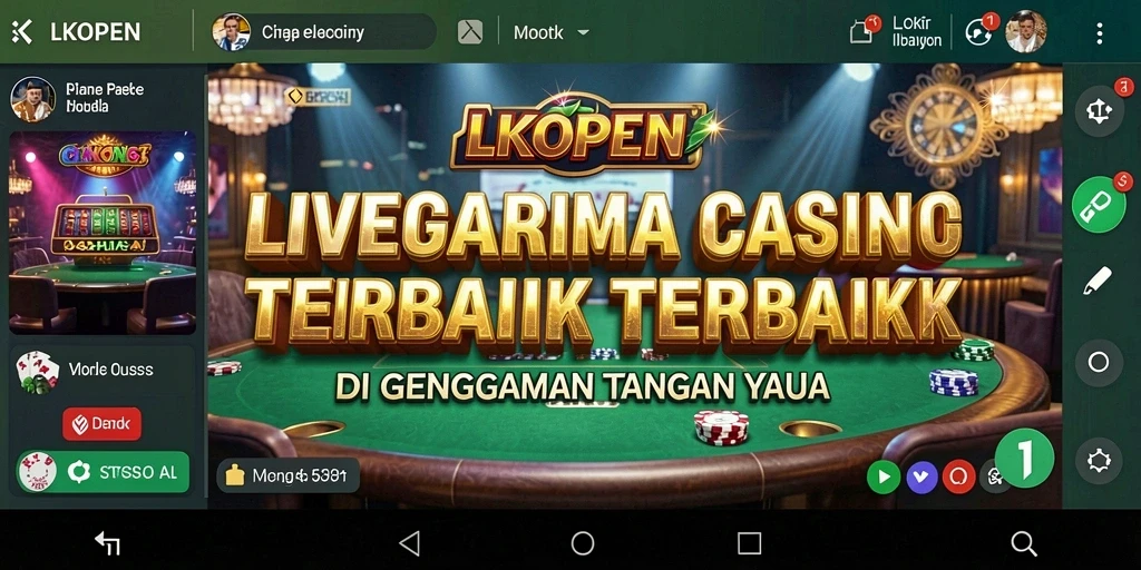 Screenshot menunjukkan dealer langsung di meja permainan Live Casino.