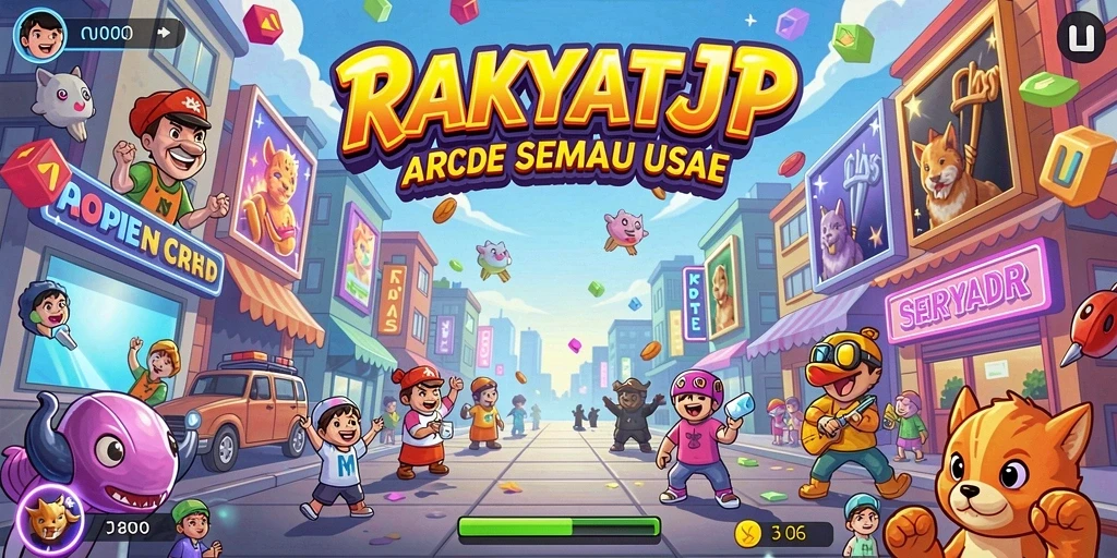Tampilan gameplay RAKYATJP yang penuh warna dan penuh aksi.