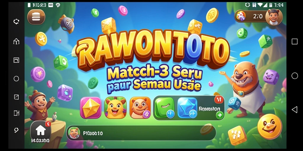 Screenshot menunjukkan gameplay RAWONTOTO yang penuh warna dan menyenangkan.