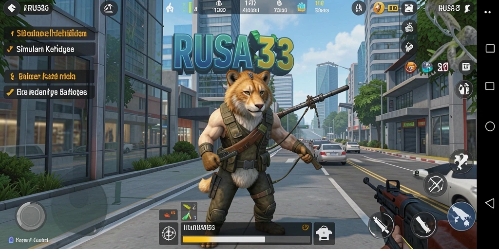 Tampilan gameplay RUSA33 menampilkan interaksi karakter dalam simulasi kehidupan.